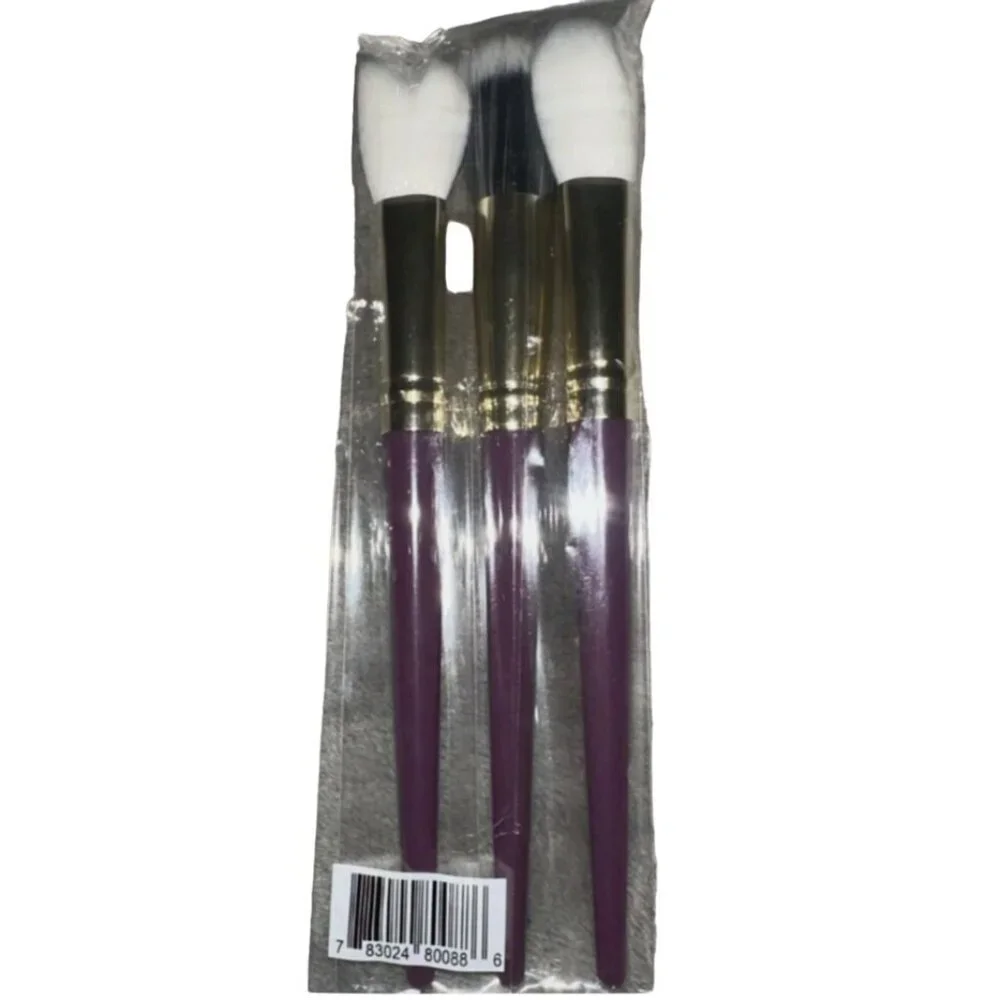 Ace Beaute 3 Piece Face Brush Set Cosmetics Foundation Powder Contour Makeup